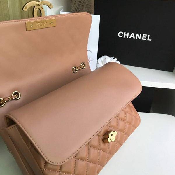 高仿名牌包chanel57276大號進口羊皮雙袋雙蓋頭chb11284