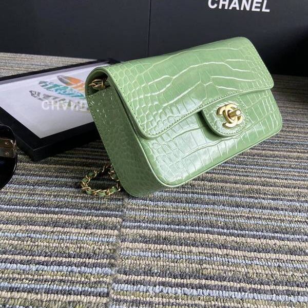 原單1：1AS1787 chanel口蓋包鱷魚壓紋小牛皮chb11315