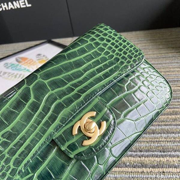頂級高仿 Chanel 口蓋包鱷魚壓紋小牛皮