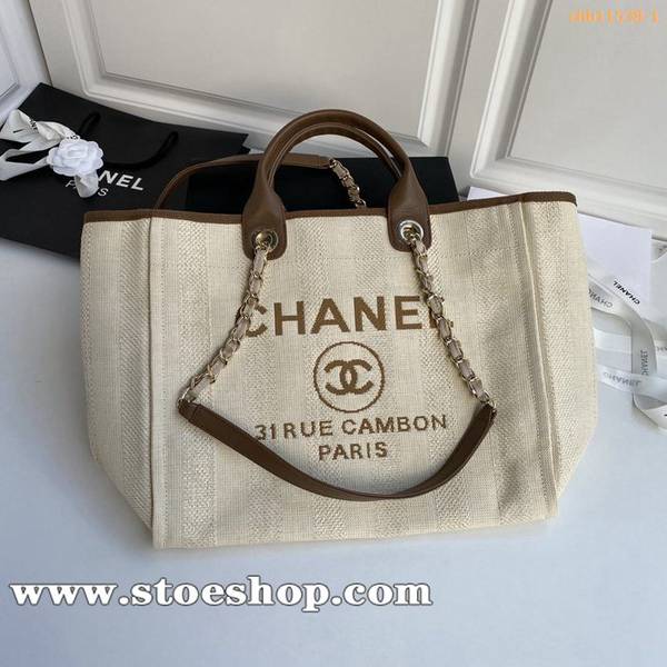 高仿精品2020春夏最美度假風購物袋chanel tote鏈條帆布沙灘包chb11538