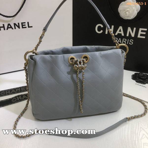 原版A貨Mi Fashion chanel香奈兒女士灰色水桶包單肩斜挎包chb11653 1 原版A貨Mi Fashion chanel香奈兒女士灰色水桶包單肩斜挎包chb11653