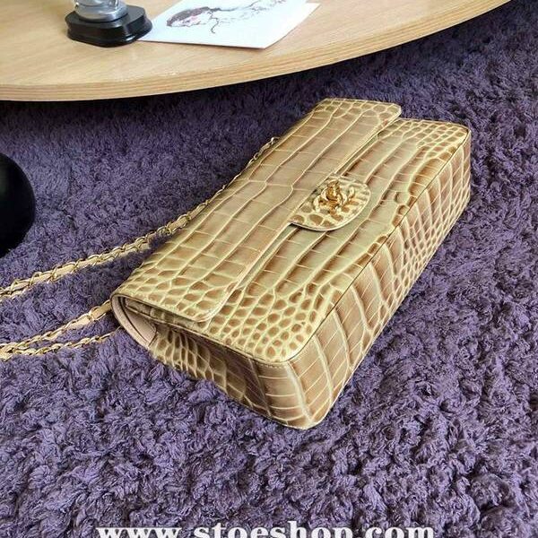原單A貨chanel 01112最新經典款CF小牛皮壓花鱷魚紋時尚單肩鏈條口蓋包chb11826