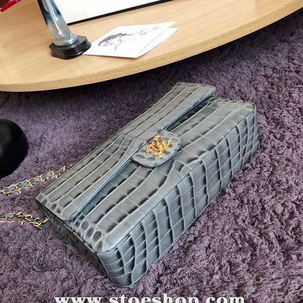 最高等級A貨chanel 01112最新經典款CF小牛皮壓花鱷魚紋時尚單肩鏈條口蓋包chb11829