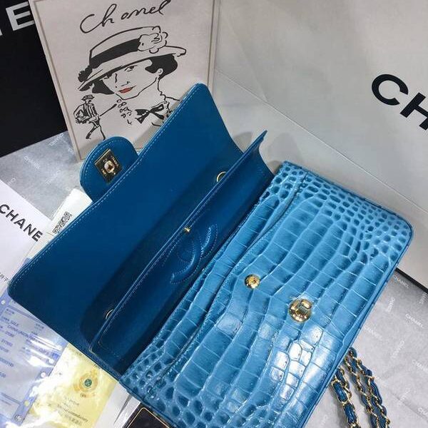 高仿chanel 01112最新經典款CF小牛皮壓花鱷魚紋時尚單肩鏈條口蓋包chb11832