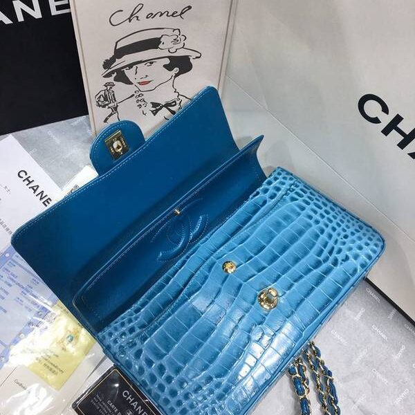 高仿chanel 01112最新經典款CF小牛皮壓花鱷魚紋時尚單肩鏈條口蓋包chb11832
