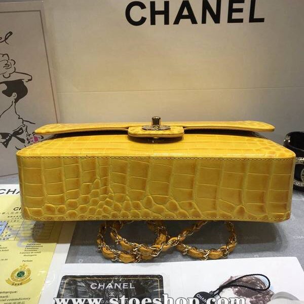 高仿A貨chanel 01112最新經典款CF小牛皮壓花鱷魚紋時尚單肩鏈條口蓋包chb11833