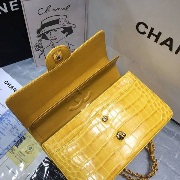 高仿A貨chanel 01112最新經典款CF小牛皮壓花鱷魚紋時尚單肩鏈條口蓋包chb11833