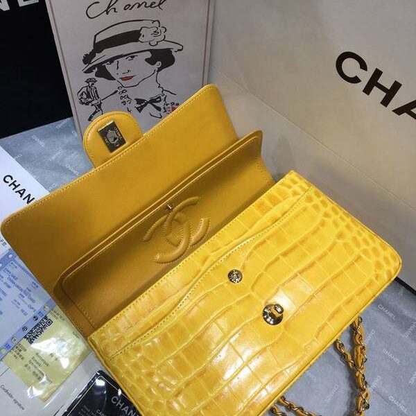 高仿A貨chanel 01112最新經典款CF小牛皮壓花鱷魚紋時尚單肩鏈條口蓋包chb11833