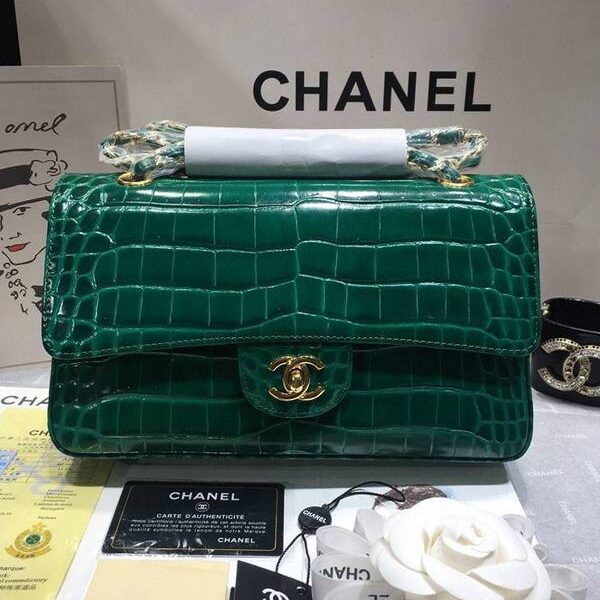 高仿原單chanel 01112最新經典款CF小牛皮壓花鱷魚紋時尚單肩鏈條口蓋包chb11834