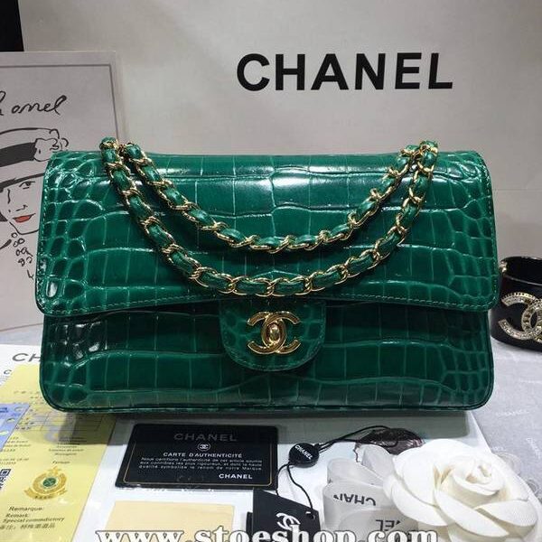 高仿原單chanel 01112最新經典款CF小牛皮壓花鱷魚紋時尚單肩鏈條口蓋包chb11834
