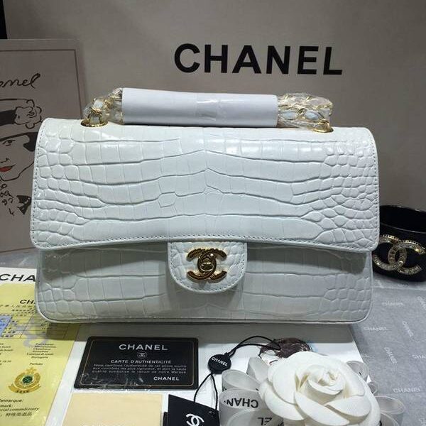 高仿原版chanel 01112最新經典款CF小牛皮壓花鱷魚紋時尚單肩鏈條口蓋包chb11835