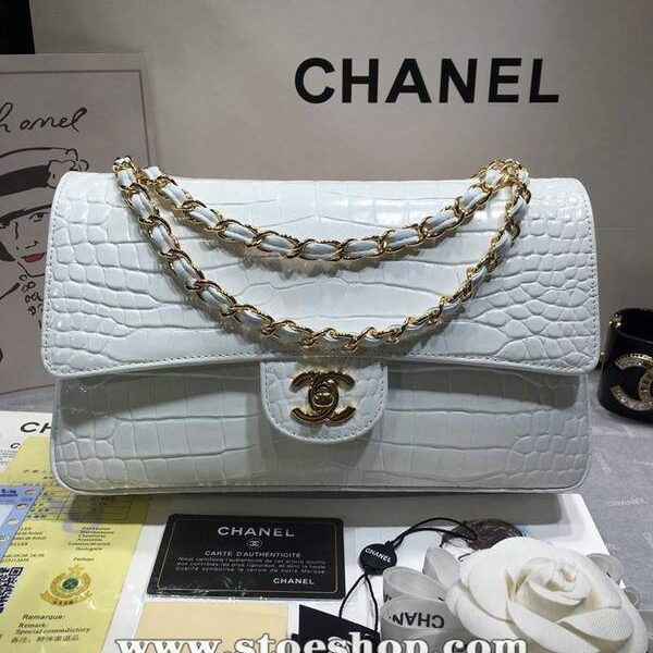 高仿原版chanel 01112最新經典款CF小牛皮壓花鱷魚紋時尚單肩鏈條口蓋包chb11835