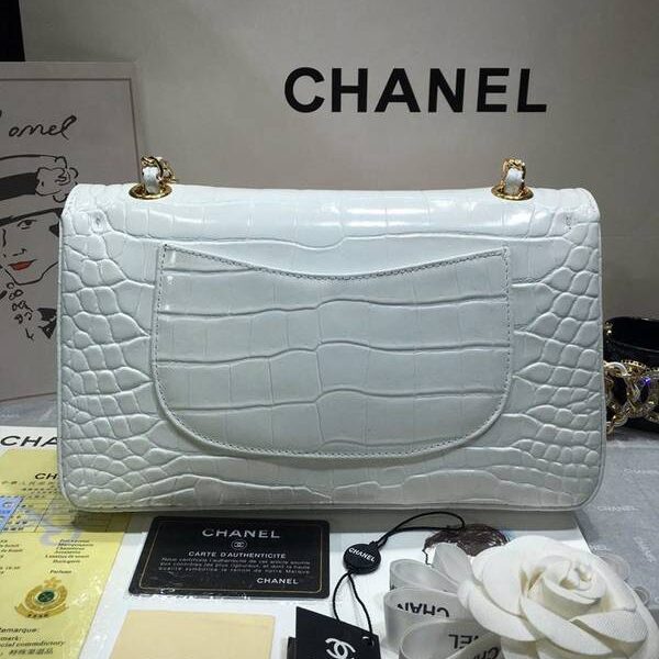高仿原版chanel 01112最新經典款CF小牛皮壓花鱷魚紋時尚單肩鏈條口蓋包chb11835