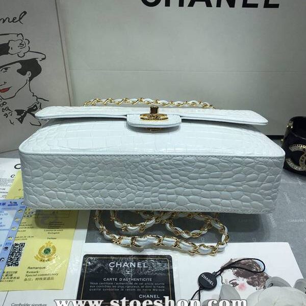 高仿原版chanel 01112最新經典款CF小牛皮壓花鱷魚紋時尚單肩鏈條口蓋包chb11835