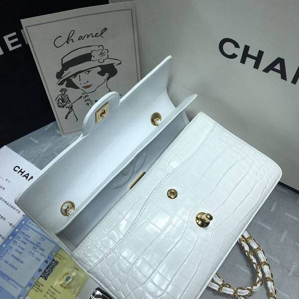 高仿原版chanel 01112最新經典款CF小牛皮壓花鱷魚紋時尚單肩鏈條口蓋包chb11835