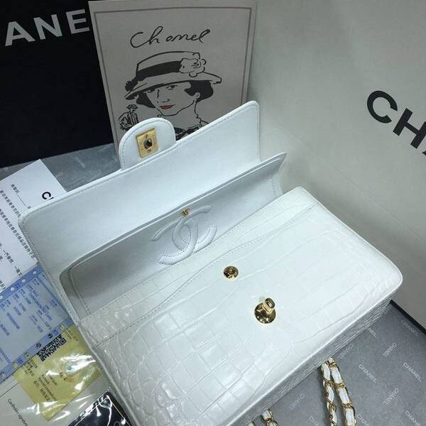 高仿原版chanel 01112最新經典款CF小牛皮壓花鱷魚紋時尚單肩鏈條口蓋包chb11835