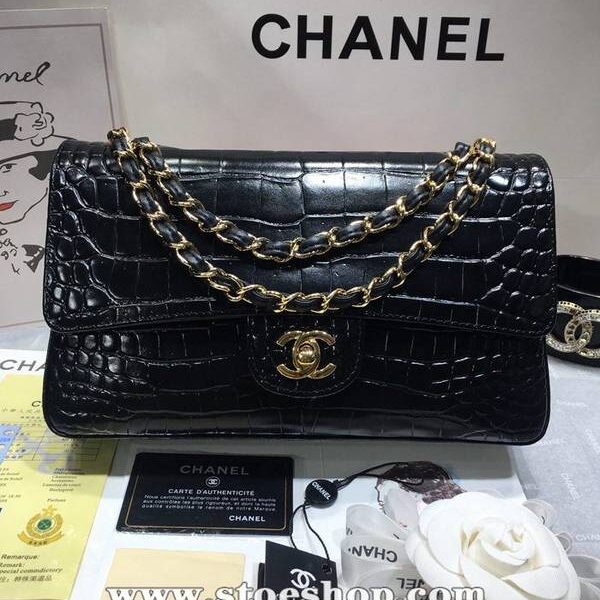 高仿奢侈品chanel 01112最新經典款CF小牛皮壓花鱷魚紋時尚單肩鏈條口蓋包chb11836