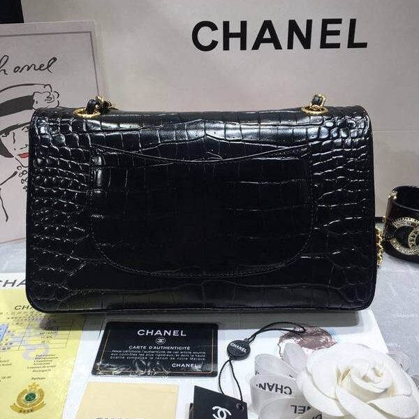 高仿奢侈品chanel 01112最新經典款CF小牛皮壓花鱷魚紋時尚單肩鏈條口蓋包chb11836