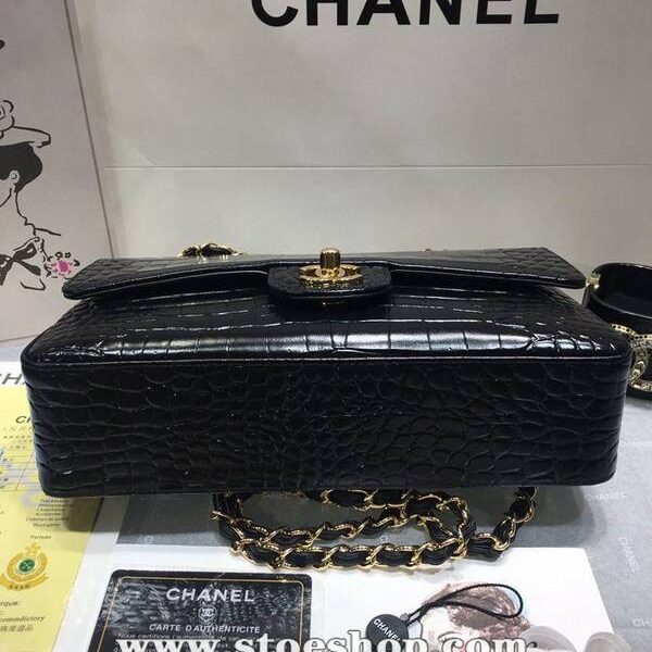 高仿奢侈品chanel 01112最新經典款CF小牛皮壓花鱷魚紋時尚單肩鏈條口蓋包chb11836