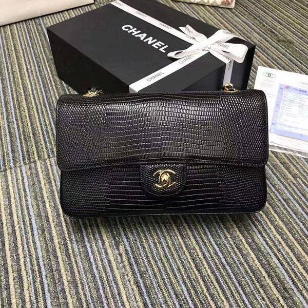 高仿a貨chanel 01112最新經典款CF小牛皮壓花鱷魚紋時尚單肩鏈條口蓋包chb11839