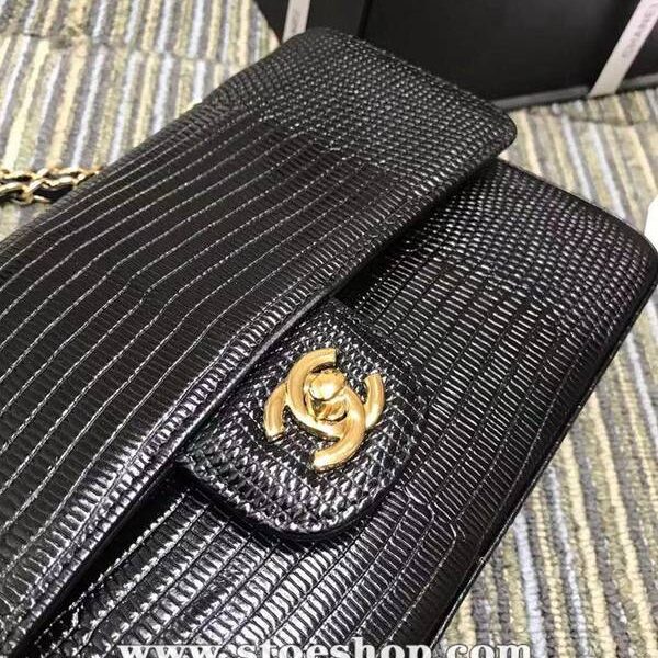 高仿a貨chanel 01112最新經典款CF小牛皮壓花鱷魚紋時尚單肩鏈條口蓋包chb11839