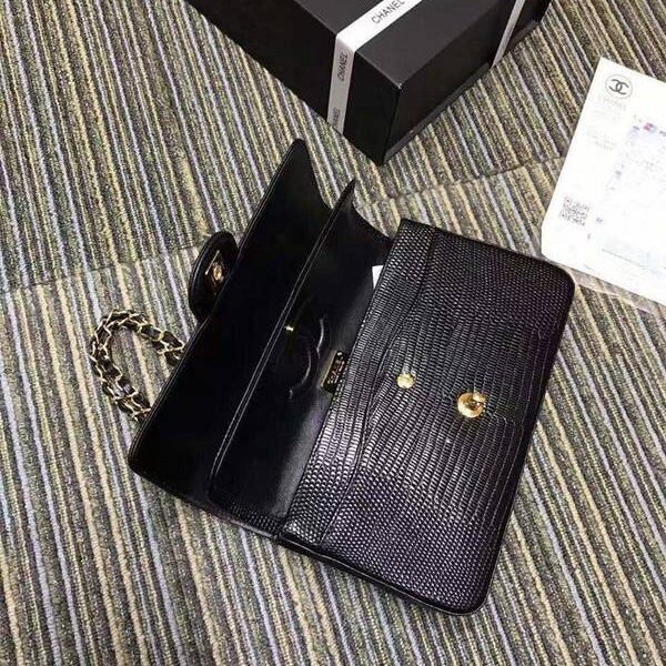 高仿a貨chanel 01112最新經典款CF小牛皮壓花鱷魚紋時尚單肩鏈條口蓋包chb11839