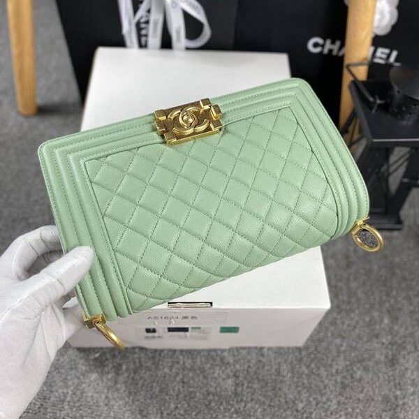 奢侈品a貨chanel 18秋冬爆款67086 leboy系列菱格進口細球紋小牛皮chb12045