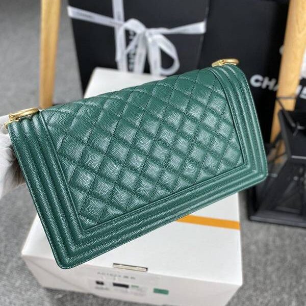 A貨之家chanel 18秋冬爆款67086 leboy系列菱格進口細球紋小牛皮chb12046