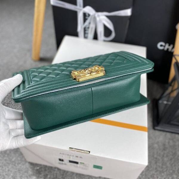 A貨之家chanel 18秋冬爆款67086 leboy系列菱格進口細球紋小牛皮chb12046