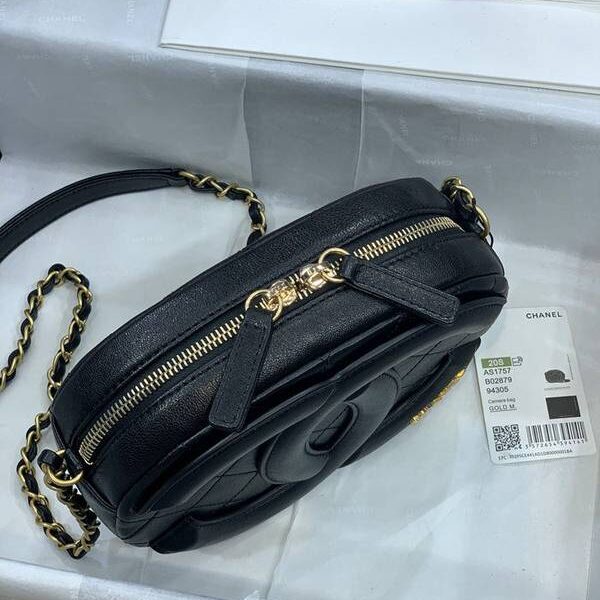 高仿包chanel 2020新品相機包大雙C標誌性logo山羊皮chb12380