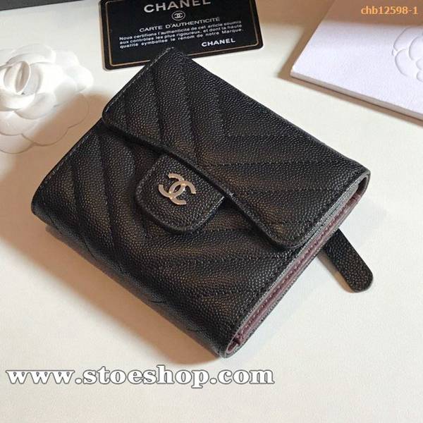 竭誠精品chanel V紋新款CF短三折錢包chb12598