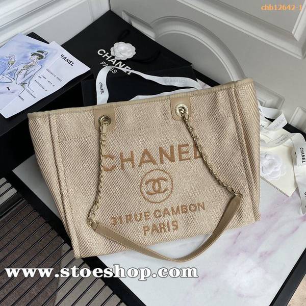 高仿名牌包2020春夏最美度假風購物袋chanel tote鏈條纖維沙灘包chb12642