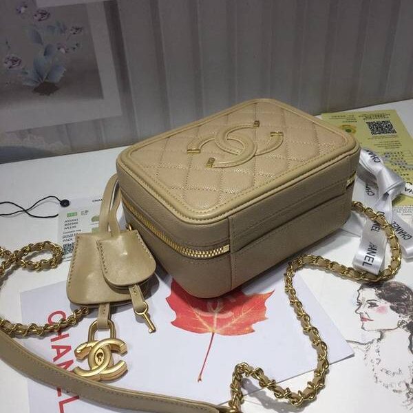 原單chanel 93341化妝包立體感logo原廠魚醬子牛皮chb12707