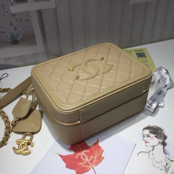 頂級1：1chanel 93342化妝包立體感logo原廠魚醬子牛皮chb12709