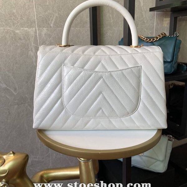 A貨1：1chanel 92991最新V格油臘皮配與油臘皮手柄單肩斜挎手提口蓋包chb13092
