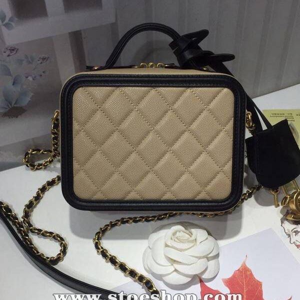 頂級原單chanel 93341化妝包logo原廠魚子醬牛皮chb13233