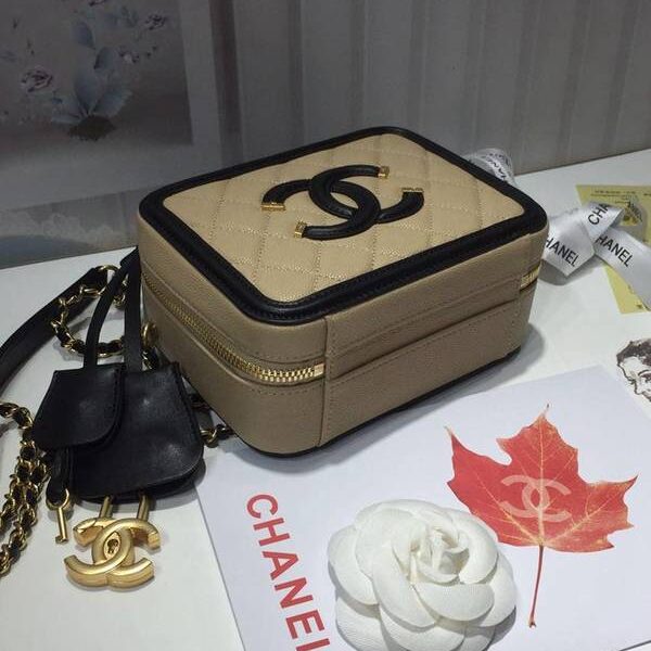 頂級原單chanel 93341化妝包logo原廠魚子醬牛皮chb13233