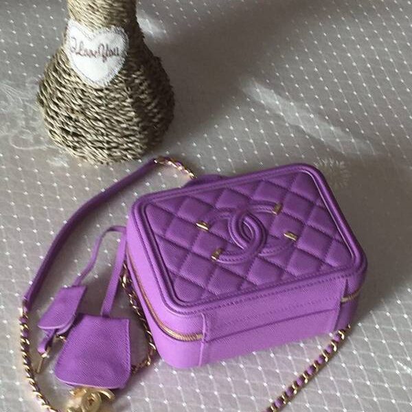 高仿精品批發chanel 93341化妝包logo原廠魚子醬牛皮chb13237