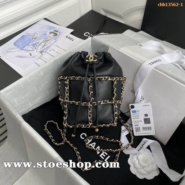 高仿精品批發chanel羊皮抽繩水桶包chb13562