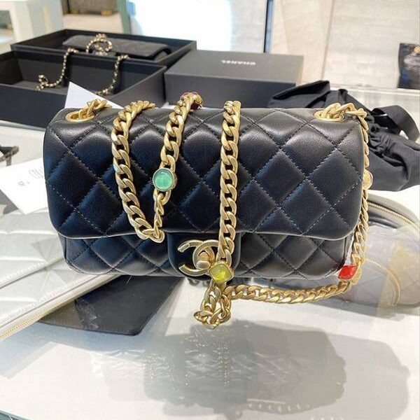 高仿精品批發chanel21早春寶石鏈條包AS2379爆款五彩寶石口蓋包chb13607