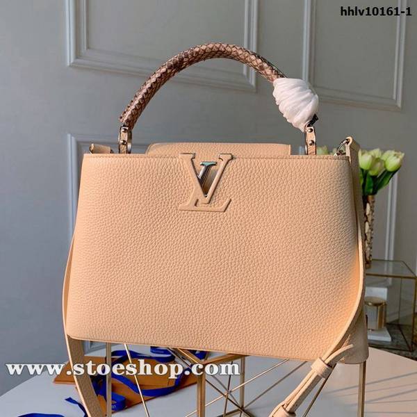 高仿原單lvN95832奶油白Capucines中號手袋米色Taurillon皮革hhlv10161