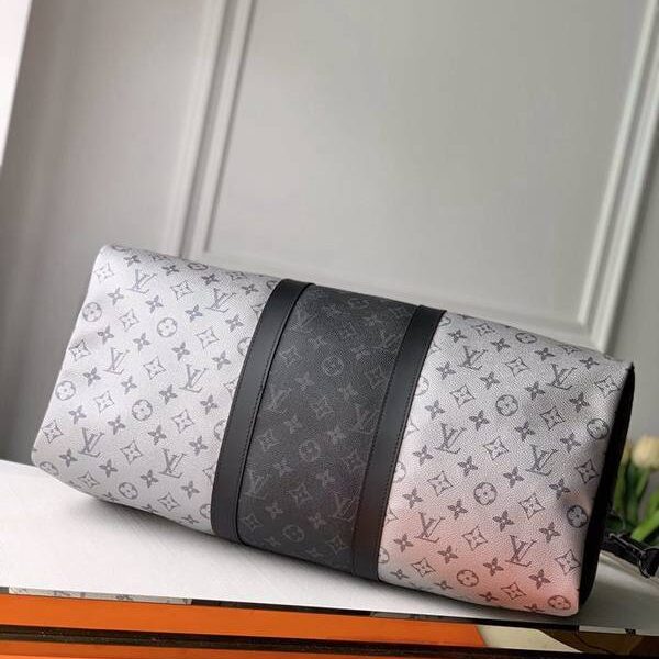 a貨原單 M43818 銀色配黑 KEEPALL 50 旅行袋（配肩帶）Monogram帆布hhlv10908
