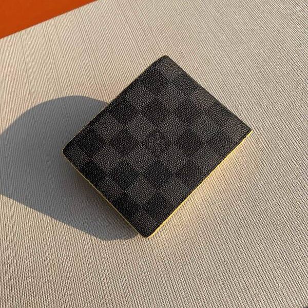 高仿精品批發原單N60302黃色 MULTIPLE 錢夾Damier Graphite帆布hhlv11225