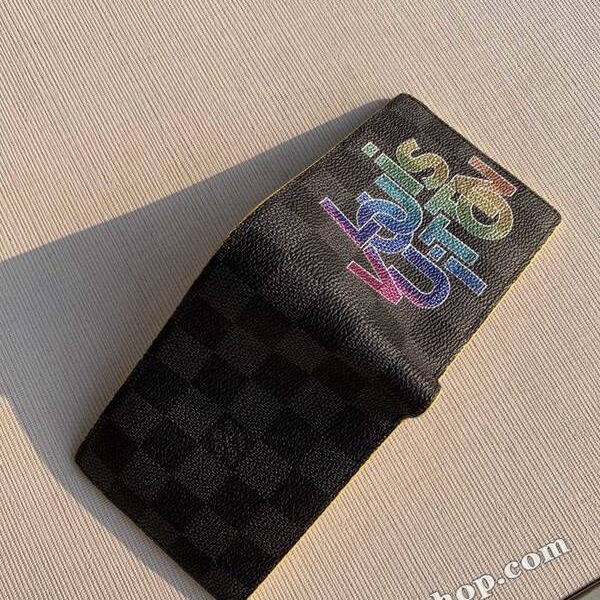 高仿精品批發原單N60302黃色 MULTIPLE 錢夾Damier Graphite帆布hhlv11225