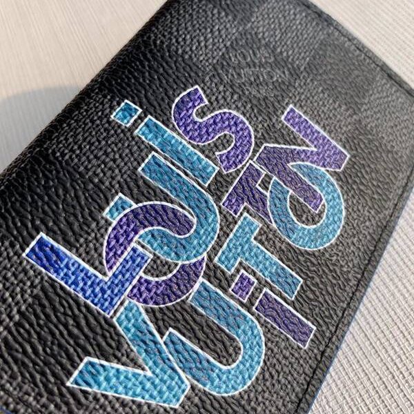 A貨之家原單N60301藍格卡包口袋錢夾DamierGraphite塗層帆布hhlv11232
