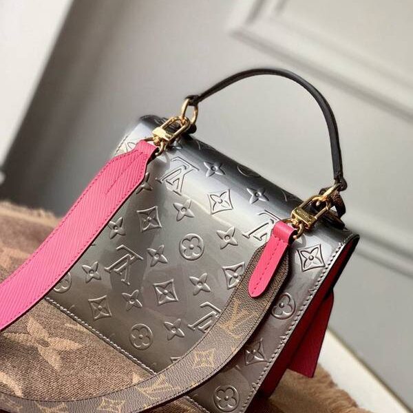 頂級高仿原單M90502 銀玫紅Spring Street手袋Monogram Vernis漆面牛皮hhlv11329