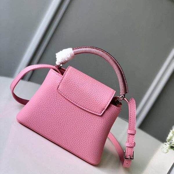 頂級高仿新品原単m94049全粒紋Taurillon小牛皮Capucines迷你手袋hhlv11378