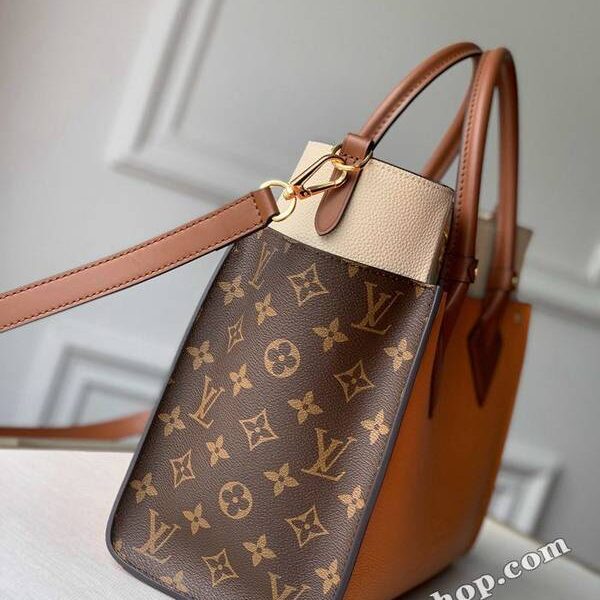 頂級高仿原單 M56077黃色 On My Side 手袋細粒面小牛皮經典 Monogram 帆布hhlv11491