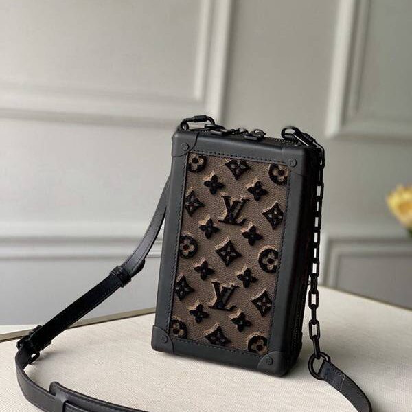 奢侈品1：1原單 M45044 黑色老花植絨刺繡MINI SOFT TRUNK 手袋hhlv11574