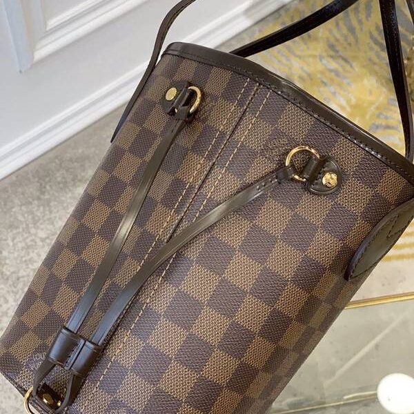 高仿名牌包原單NEVERFULL 小號購物袋N41359紅裏Damier Azur 帆布hhlv11593